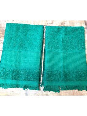 Green Cross Stitch Fingertip Towels Set Of 2 Luxurious Woven Texture By Michaels